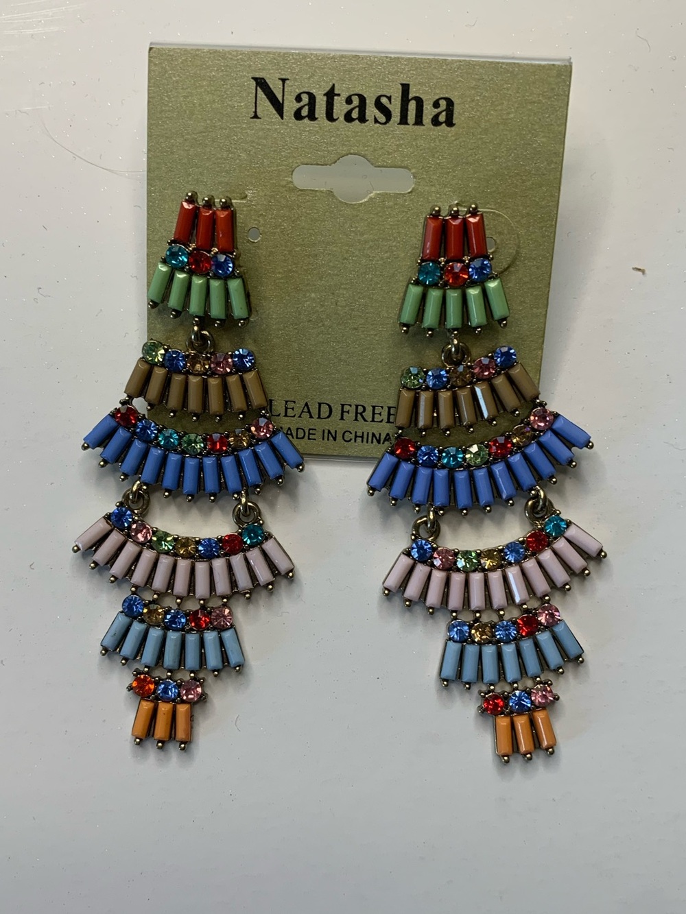 Natasha Couture Multicolor Tiered Statement Earrings